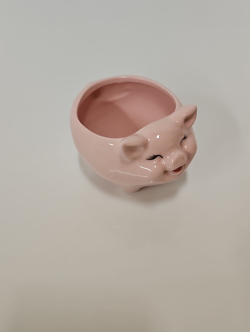 Pink Ceramic Pig Planter